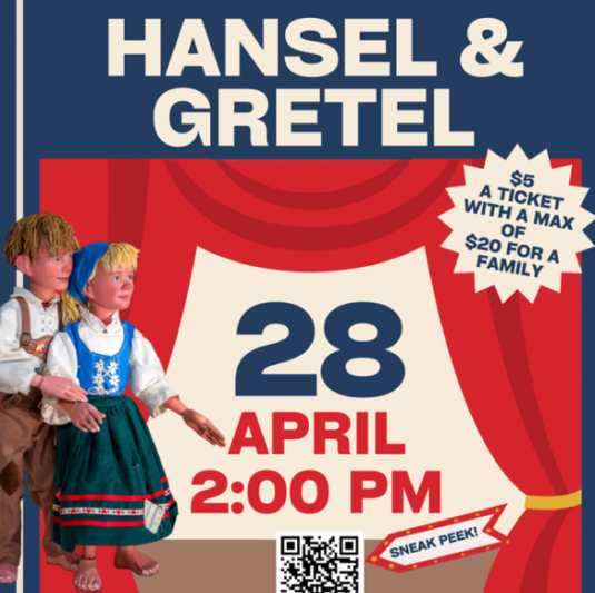Hansel and Gretel are coming to town! April 28th, 2:00PM Nathan Hale Ray High School